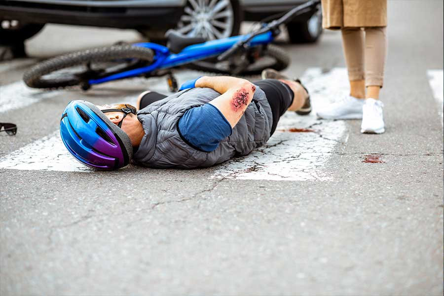 Bicycle accident scene in Everett, Washington