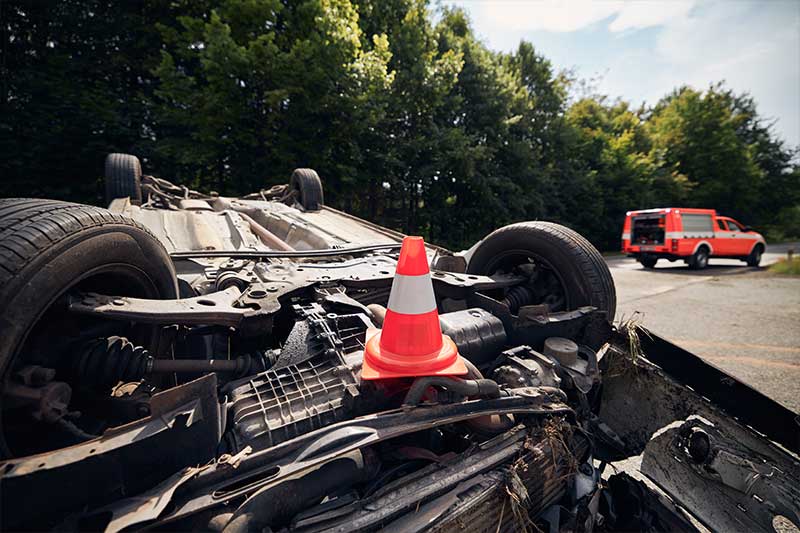 Overturned truck accident scene in Everett, Washington